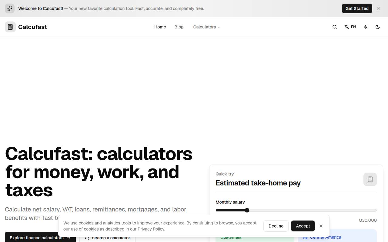 calcufast.com screenshot